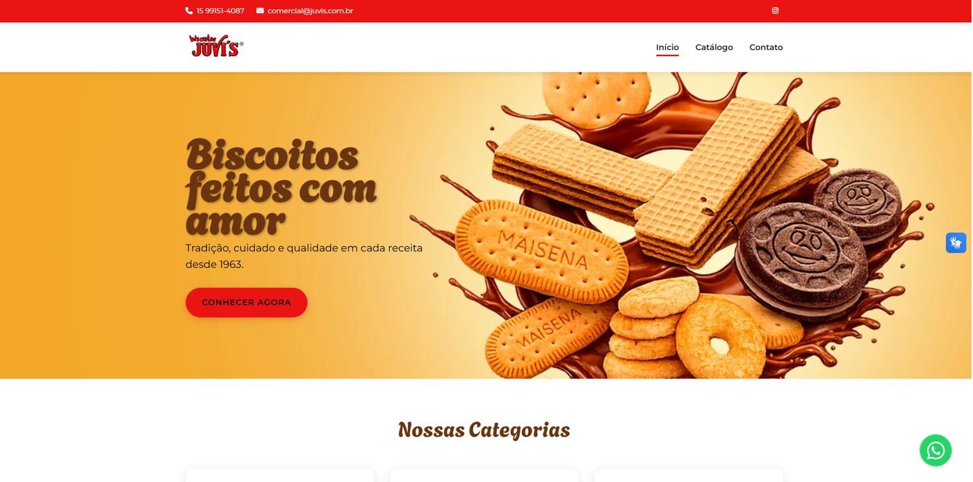 Página inicial do site da Biscoitos Juvi's