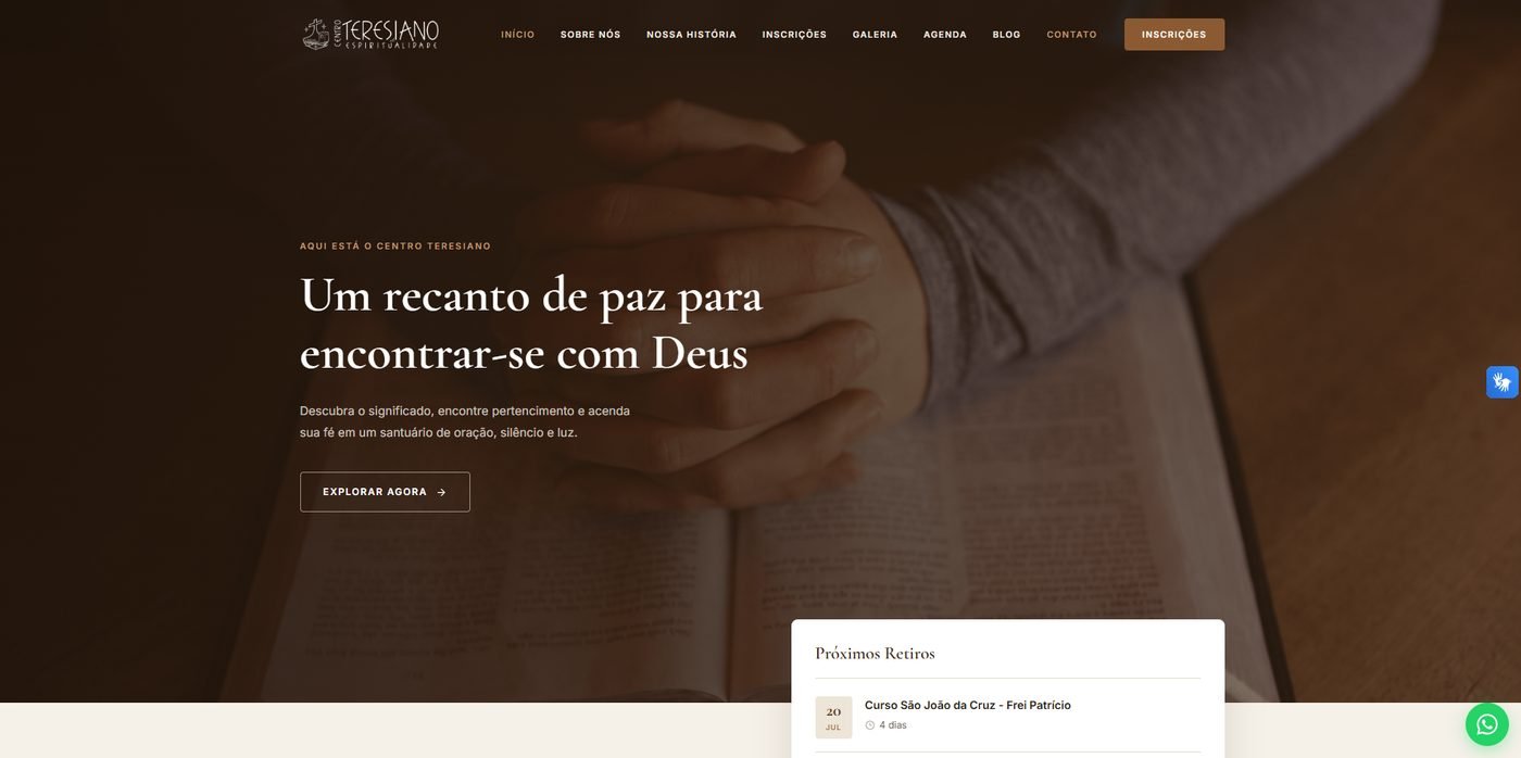 Página inicial do site do Centro Teresiano de Espiritualidade